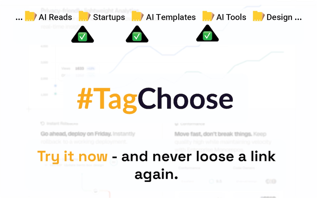 Branded image showing the TagChoose logo with a bold call to action to install the Chrome Extension